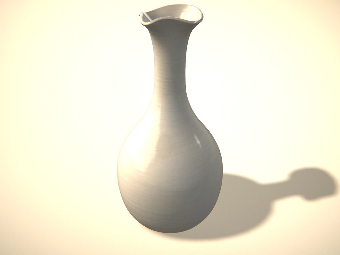 A white porcelain vase with a flared lip, against a cream background.